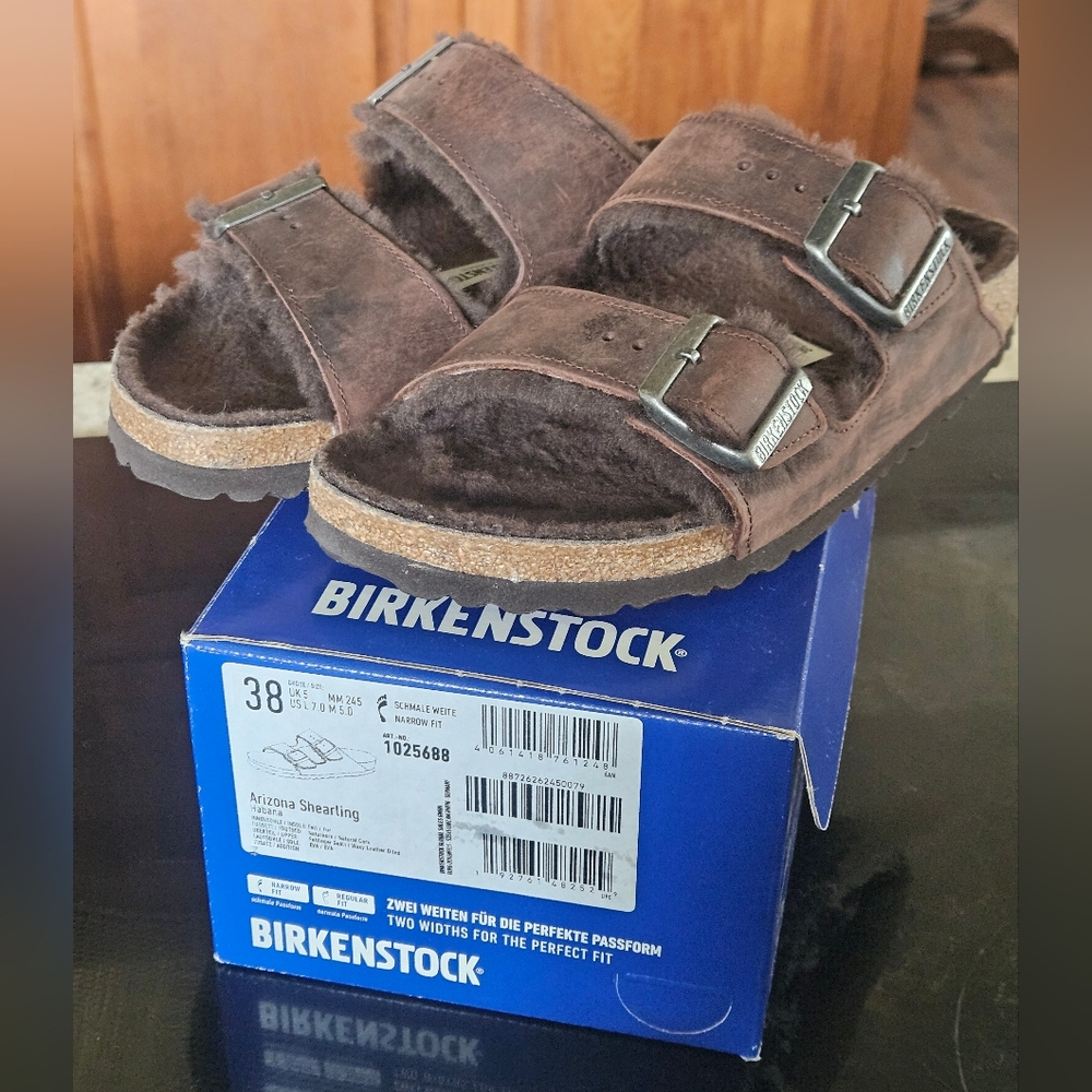 Birkenstock Arizona Shearling Sandals in Mocha